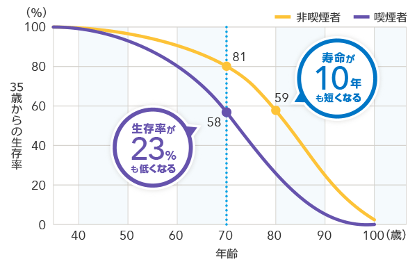 喫煙が生存に与える影響